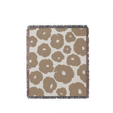 Poppi Floral Cotton Throw Blanket in Beige, full view