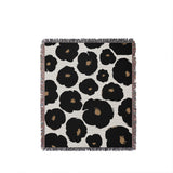 Poppi Floral Cotton Throw Blanket in Black, full view