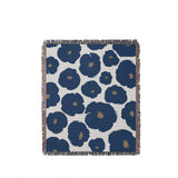 Poppi Floral Cotton Throw Blanket in Blue, full view
