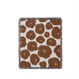 Poppi Floral Cotton Throw Blanket in Rust Brown, full view