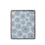 Poppi Floral Cotton Throw Blanket in Sky, full view