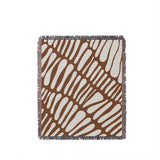 Pyro Abstract Print Cotton Throw Blanket in Rust Brown, full view