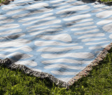 Pyro Abstract Print Cotton Throw Blanket in Sky, outdoors