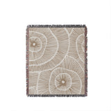 Ray Abstract Print Cotton Throw Blanket in Beige, full view