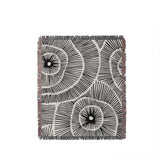 Ray Abstract Print Cotton Throw Blanket in Black, full view