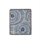 Ray Abstract Print Cotton Throw Blanket in Blue, full view