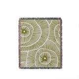 Ray Abstract Print Cotton Throw Blanket in Chartreuse, full view
