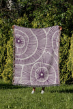 Ray Abstract Print Cotton Throw Blanket in Purple, outdoors
