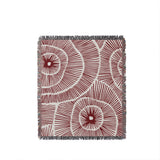 Ray Abstract Print Cotton Throw Blanket in Red, full view