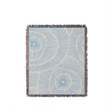 Ray Abstract Print Cotton Throw Blanket in Sky, full view