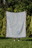 Ray Abstract Print Cotton Throw Blanket in Sky, outdoors