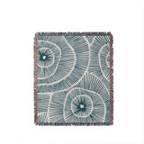 Ray Abstract Print Cotton Throw Blanket in Teal, full view
