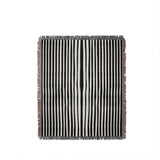 River Striped Cotton Throw Blanket in Black, full view