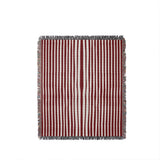 River Striped Cotton Throw Blanket in Red, full view