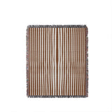 River Striped Cotton Throw Blanket in Rust Brown, full view