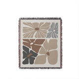 Roni Floral Cotton Throw Blanket in Beige, full view