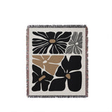 Roni Floral Cotton Throw Blanket in Black, full view