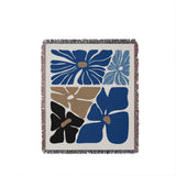 Roni Floral Cotton Throw Blanket in Blue, full view
