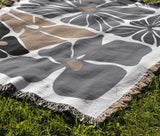 Roni Floral Cotton Throw Blanket in Gray, outdoors