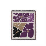 Roni Floral Cotton Throw Blanket in Purple, full view