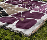 Roni Floral Cotton Throw Blanket in Purple, outdoors