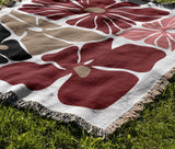 Roni Floral Cotton Throw Blanket in Red, outdoors