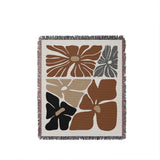 Roni Floral Cotton Throw Blanket in Rust Brown, full view
