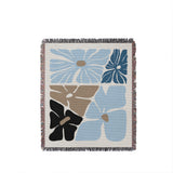 Roni Floral Cotton Throw Blanket in Sky, full view