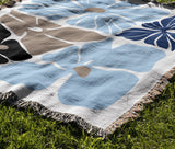 Roni Floral Cotton Throw Blanket in Sky, outdoors