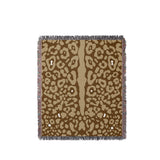 Sani Cheetah Print Cotton Throw Blanket in Beige and Brown, full view