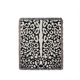 Sani Cheetah Print Cotton Throw Blanket in Black and Off-White, full view