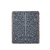 Sani Cheetah Print Cotton Throw Blanket in Blue Gray, full view