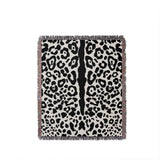 Sani Cheetah Print Cotton Throw Blanket in Off-White and Black, full view