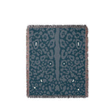 Sani Cheetah Print Cotton Throw Blanket in Teal, full view