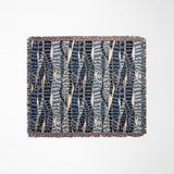 Sansevieria Leaf Cotton Throw Blanket in Blue, full view
