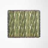 Sansevieria Leaf Cotton Throw Blanket in Green, full view