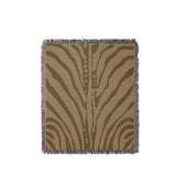 Sasha Zebra Print Cotton Throw Blanket in Beige and Brown, full view