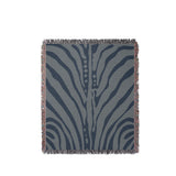 Sasha Zebra Print Cotton Throw Blanket in Blue Gray, full view