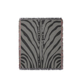 Sasha Zebra Print Cotton Throw Blanket in Gray, full view