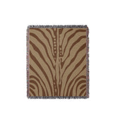 Sasha Zebra Print Cotton Throw Blanket in Rust Brown and Beige, full view