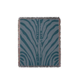 Sasha Zebra Print Cotton Throw Blanket in Teal, full view