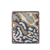 Sassi Animal Print Cotton Throw Blanket in Gray, Beige and Blue, full view