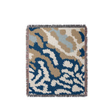 Sassi Animal Print Cotton Throw Blanket in Navy Blue, Beige and Blue, full view