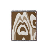 Shai Animal Print Cotton Throw Blanket in Beige and Brown, full view