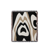 Shai Animal Print Cotton Throw Blanket in Black and Beige, full view