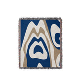 Shai Animal Print Cotton Throw Blanket in Navy Blue and Beige, full view