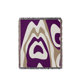 Shai Animal Print Cotton Throw Blanket in Purple and Beige, full view