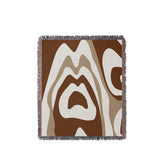 Shai Animal Print Cotton Throw Blanket in Rust Brown and Beige, full view