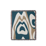 Shai Animal Print Cotton Throw Blanket in Teal and Beige, full view