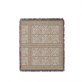 Thora Tribal Cotton Throw Blanket in Beige, full view